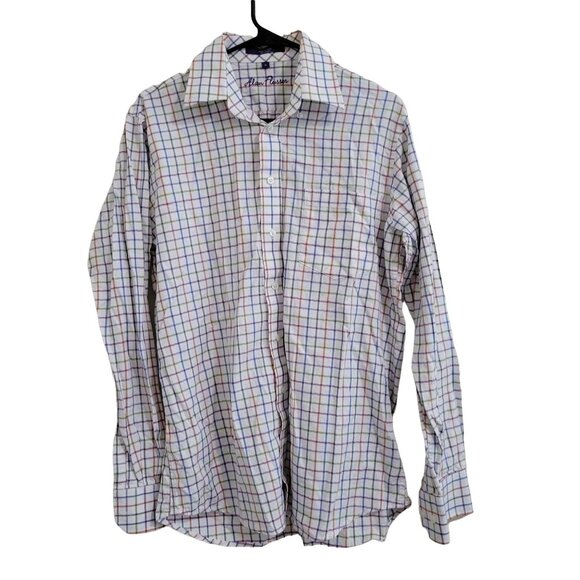 Alan Flusser Button Front Shirt Mens Size Medium Colorful Striped Long Sleeve - Picture 1 of 4